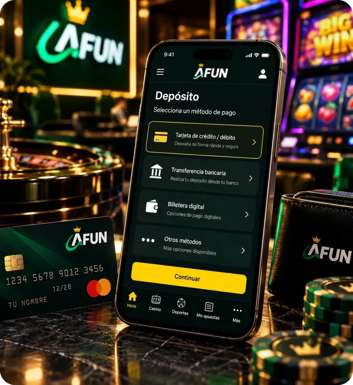 Opciones de depósito en AFUN