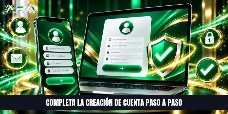 Completa la creación de cuenta paso a paso
